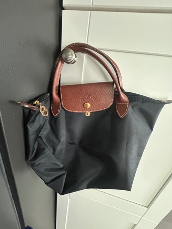 Longchamp Other - Longchamp Black Nylon Tote with Brown Leather Trim